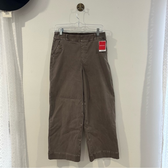 NEW Spanx Stretch Twill Cropped Wide Leg Pants Smoke NWT - Picture 4 of 8